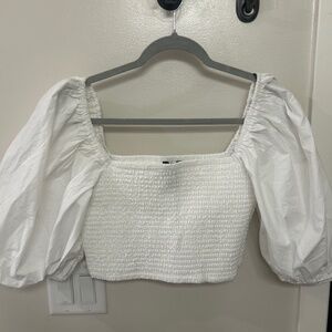 White puff sleeve top